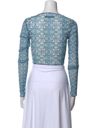 RtA Paisley Print Bateau Neckline Crop Top