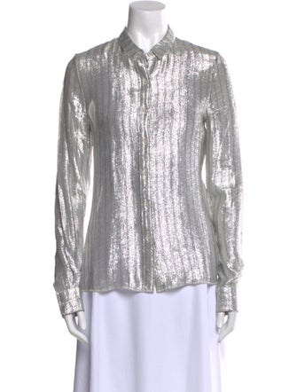RtA Silk Long Sleeve Button-Up Top