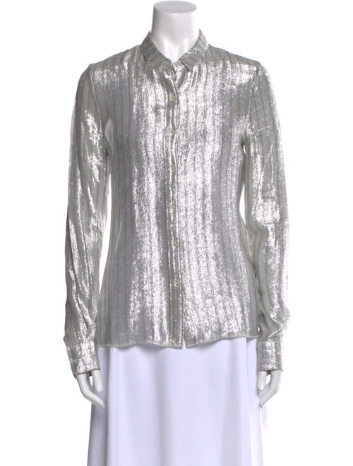 RtA Silk Long Sleeve Button-Up Top