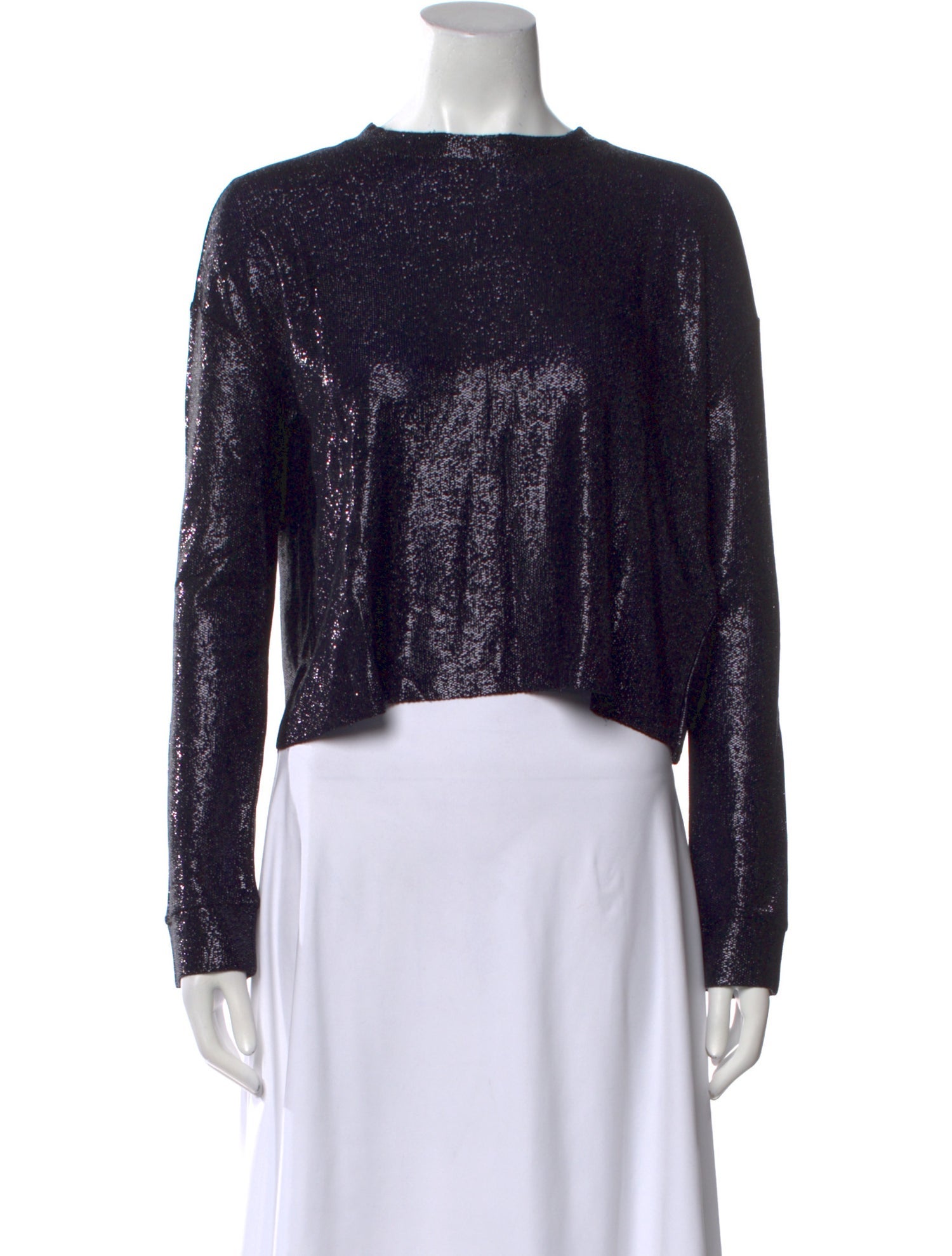 RtA Bateau Neckline Long Sleeve Crop Top