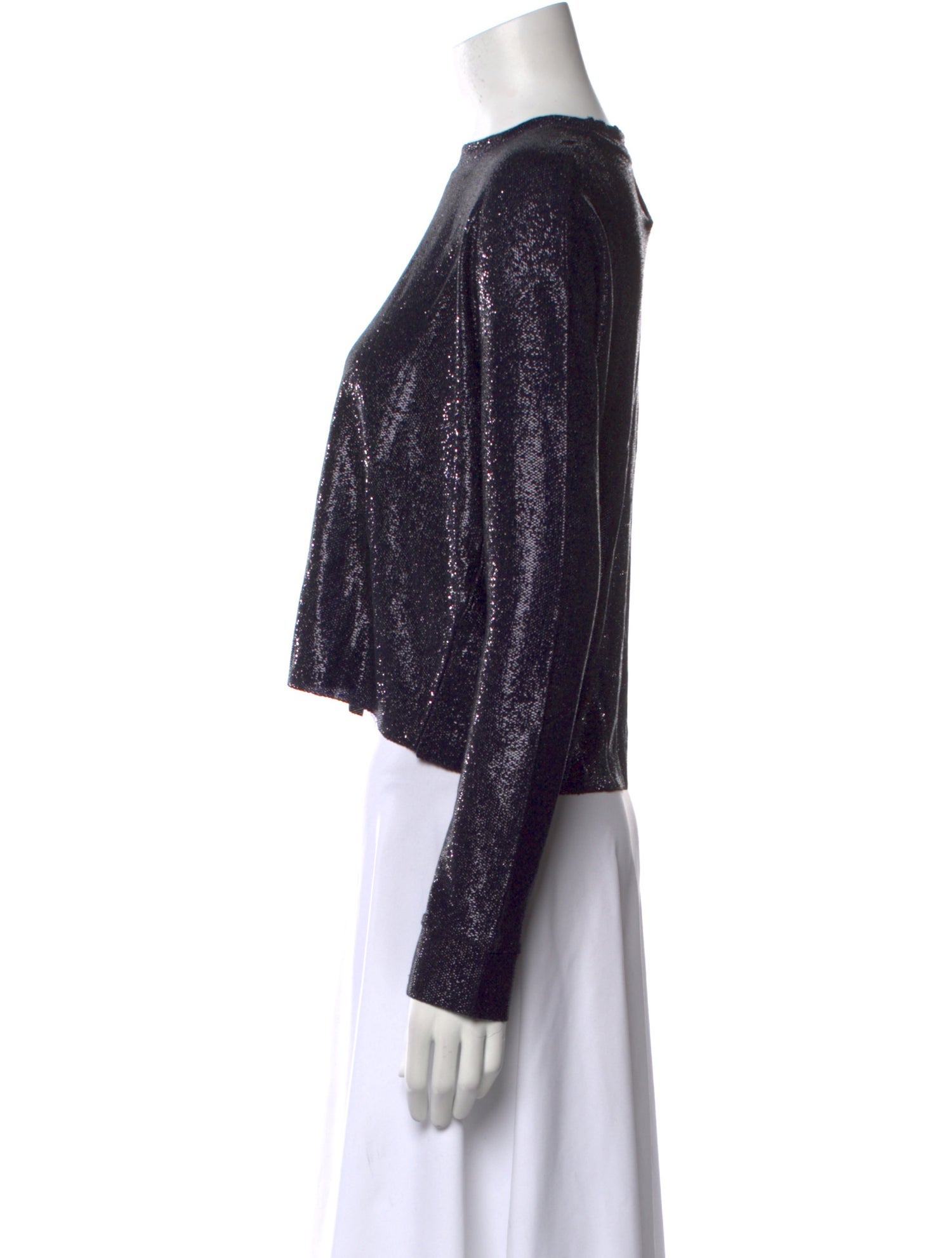 RtA Bateau Neckline Long Sleeve Crop Top