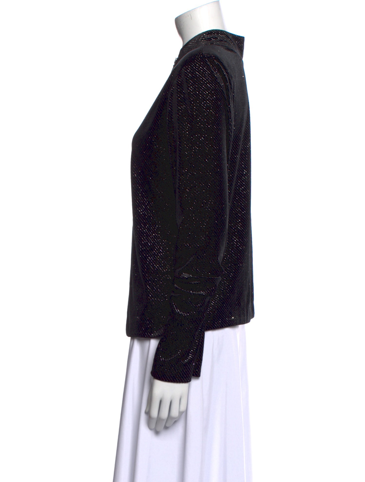 RtA Mock Neck Long Sleeve Button-Up Top