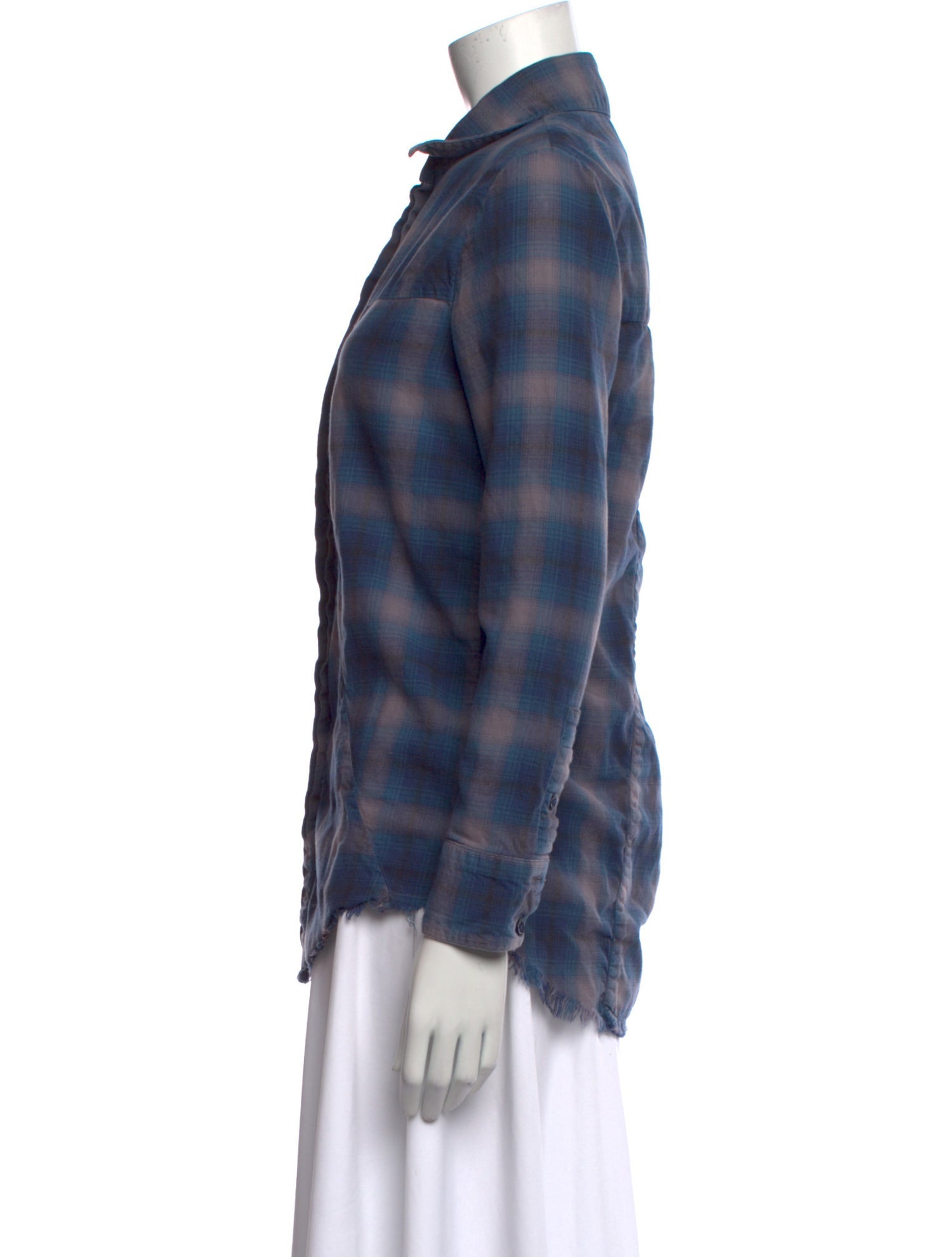 RtA Plaid Print Long Sleeve Button-Up Top