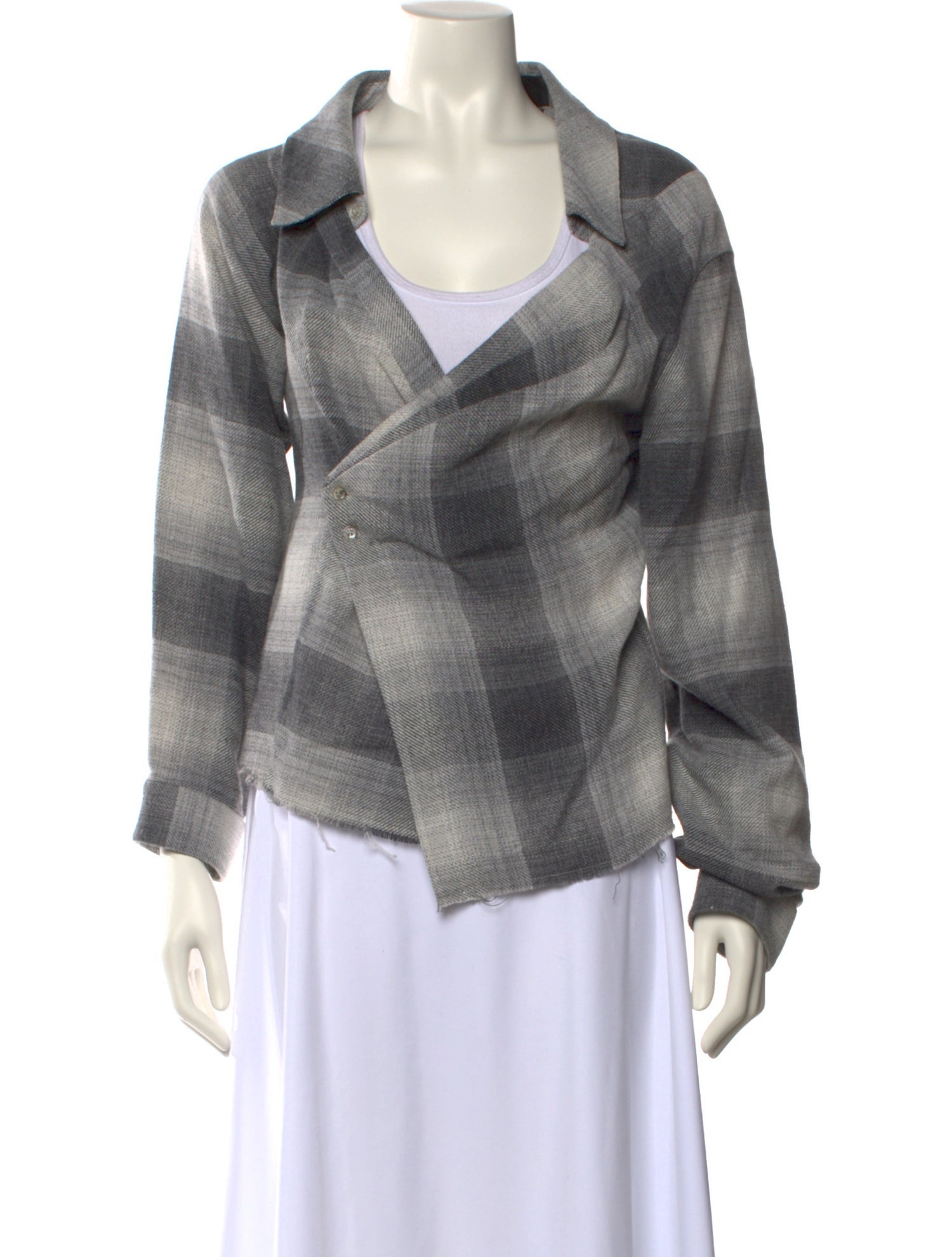RtA Plaid Print Cowl Neck Blouse
