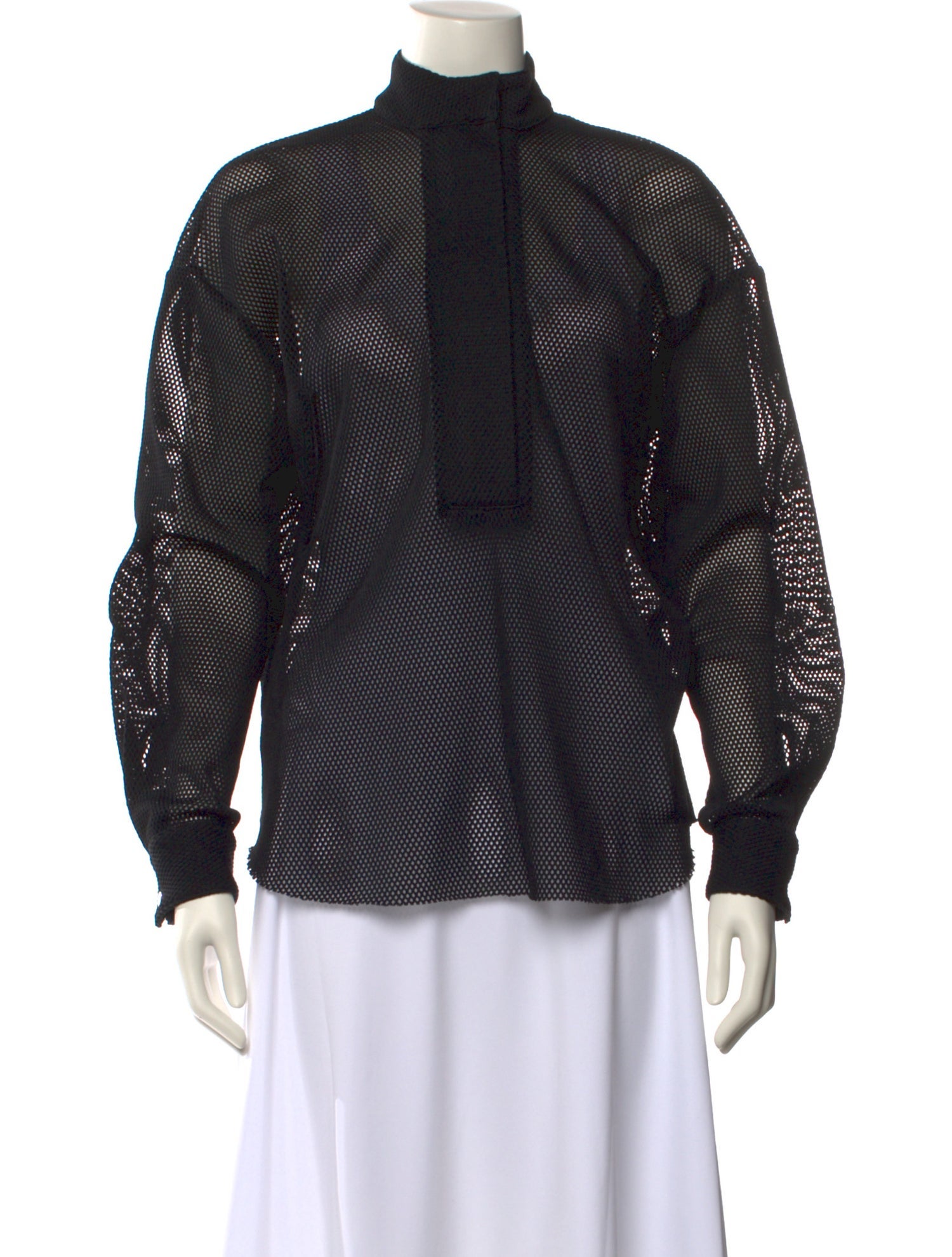 RtA Polka Dot Print Mock Neck Blouse