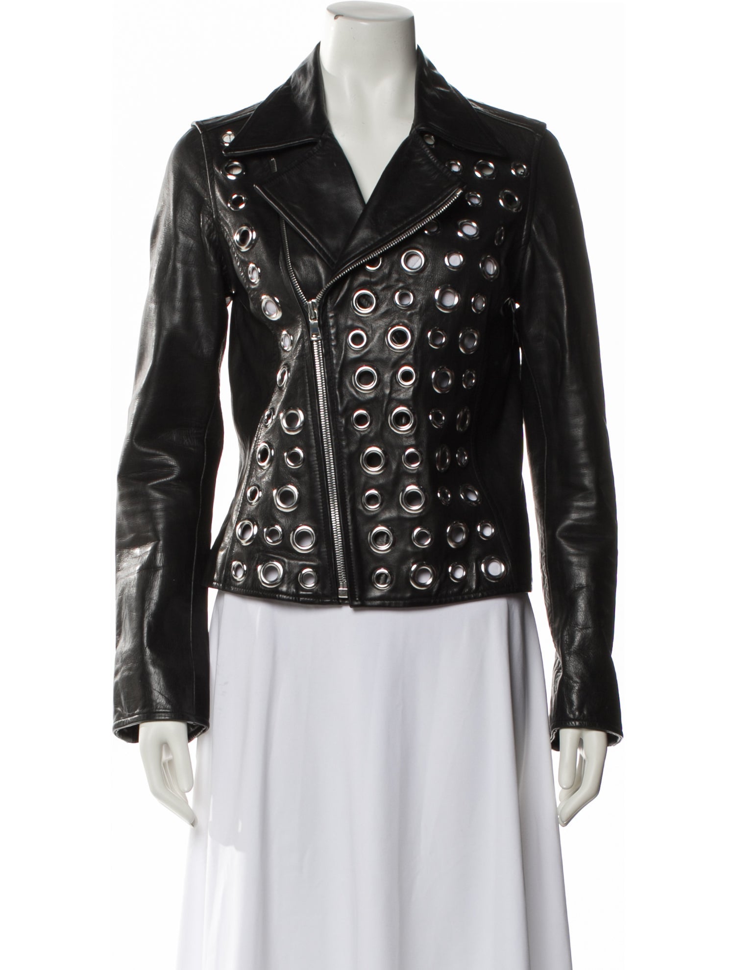 RtA Leather Printed Biker Jacket