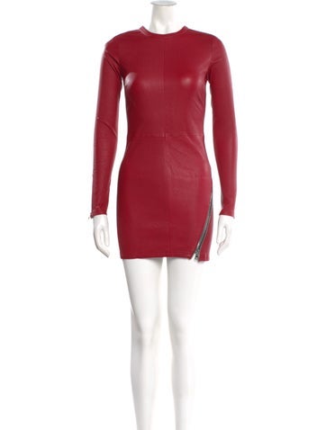 Pre-owned Rta Leather Mini Dress In Red