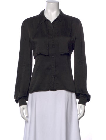 Pre-owned Rta Silk Long Sleeve Button-up Top In Black