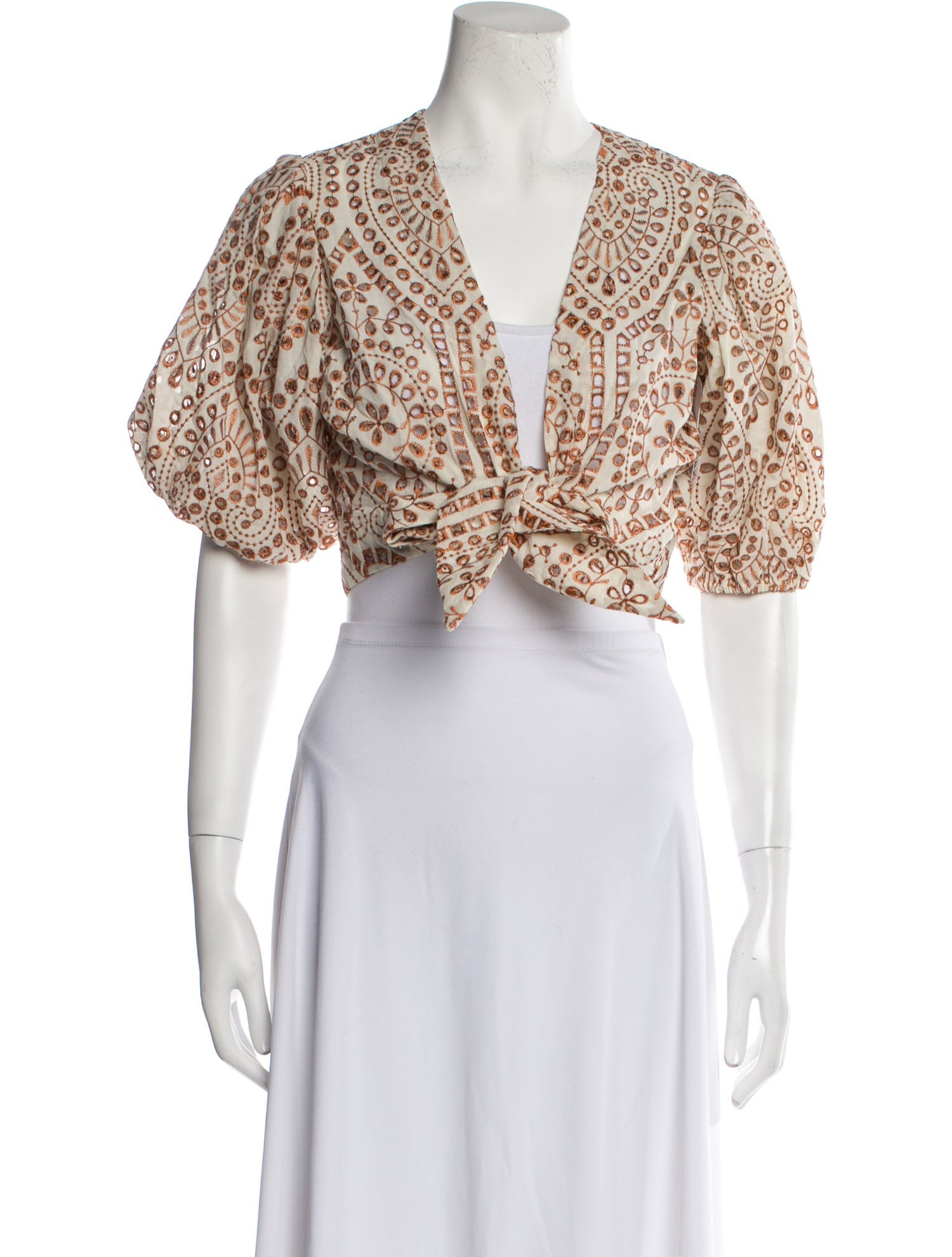 Lisa Marie Fernandez Printed V-Neck Crop Top