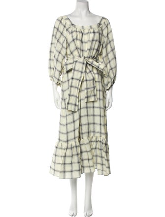 Lisa Marie Fernandez Linen Plaid Print Jumpsuit