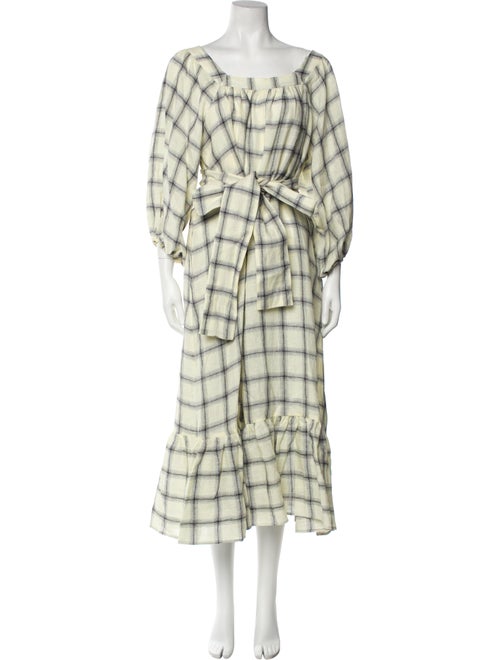 Lisa Marie Fernandez Linen Plaid Print Jumpsuit