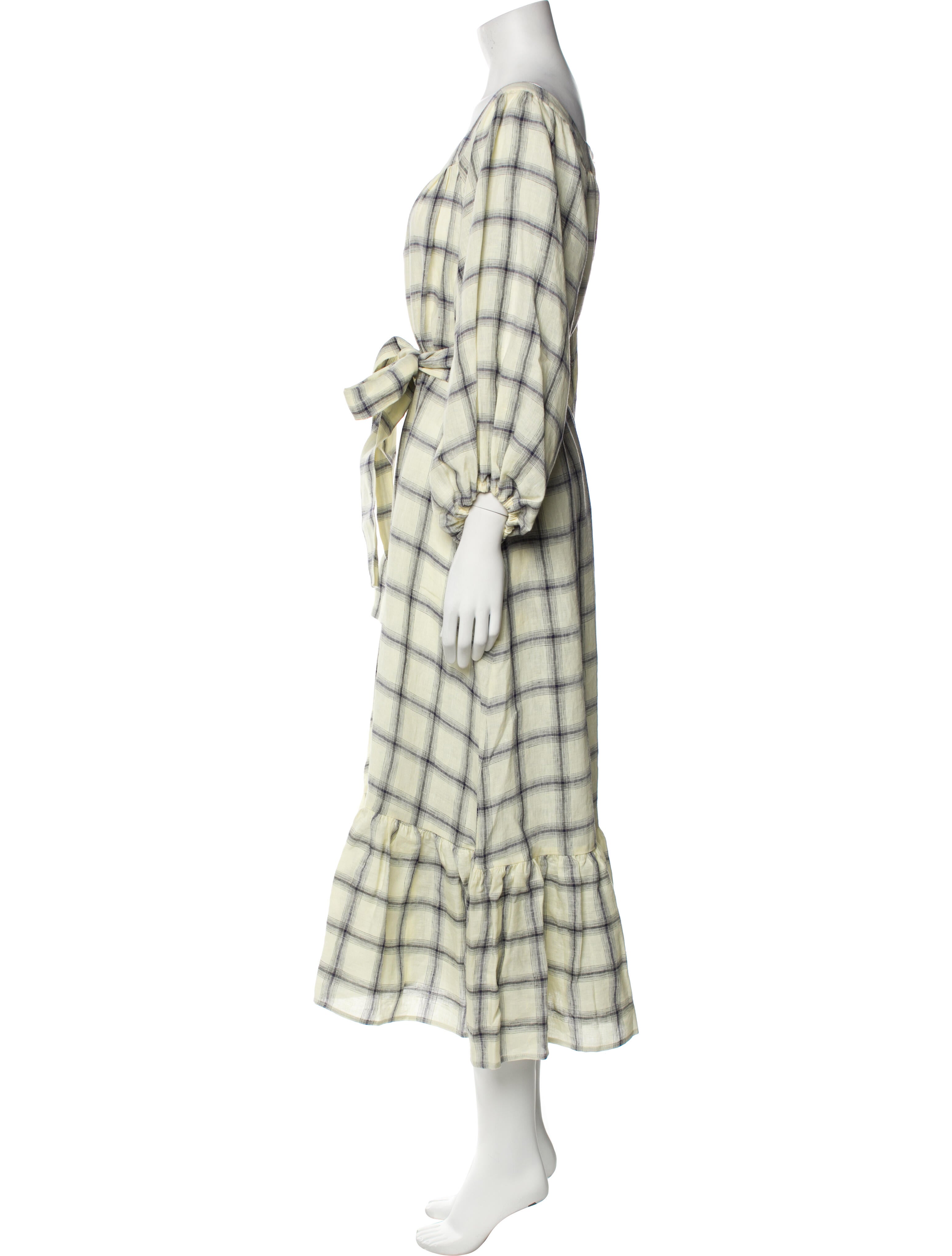 Lisa Marie Fernandez Linen Plaid Print Jumpsuit