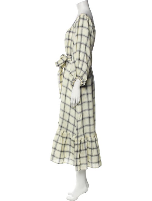 Lisa Marie Fernandez Linen Plaid Print Jumpsuit