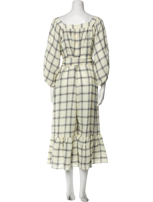 Lisa Marie Fernandez Linen Plaid Print Jumpsuit