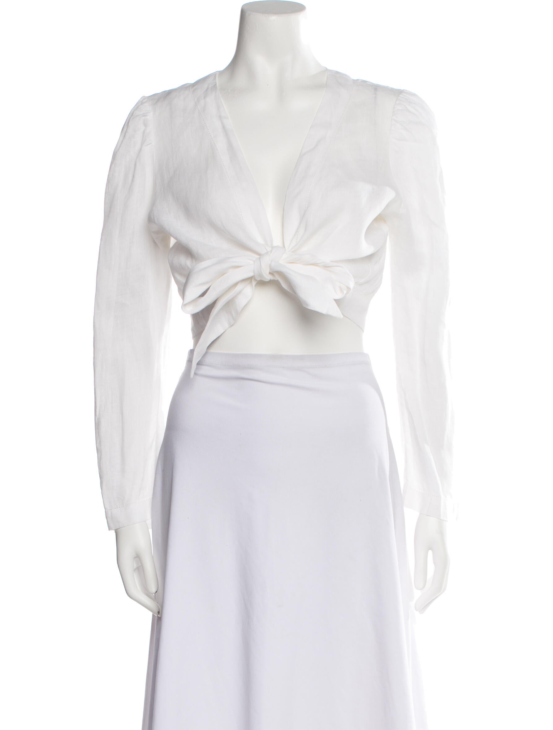 Lisa Marie Fernandez Linen V-Neck Crop Top