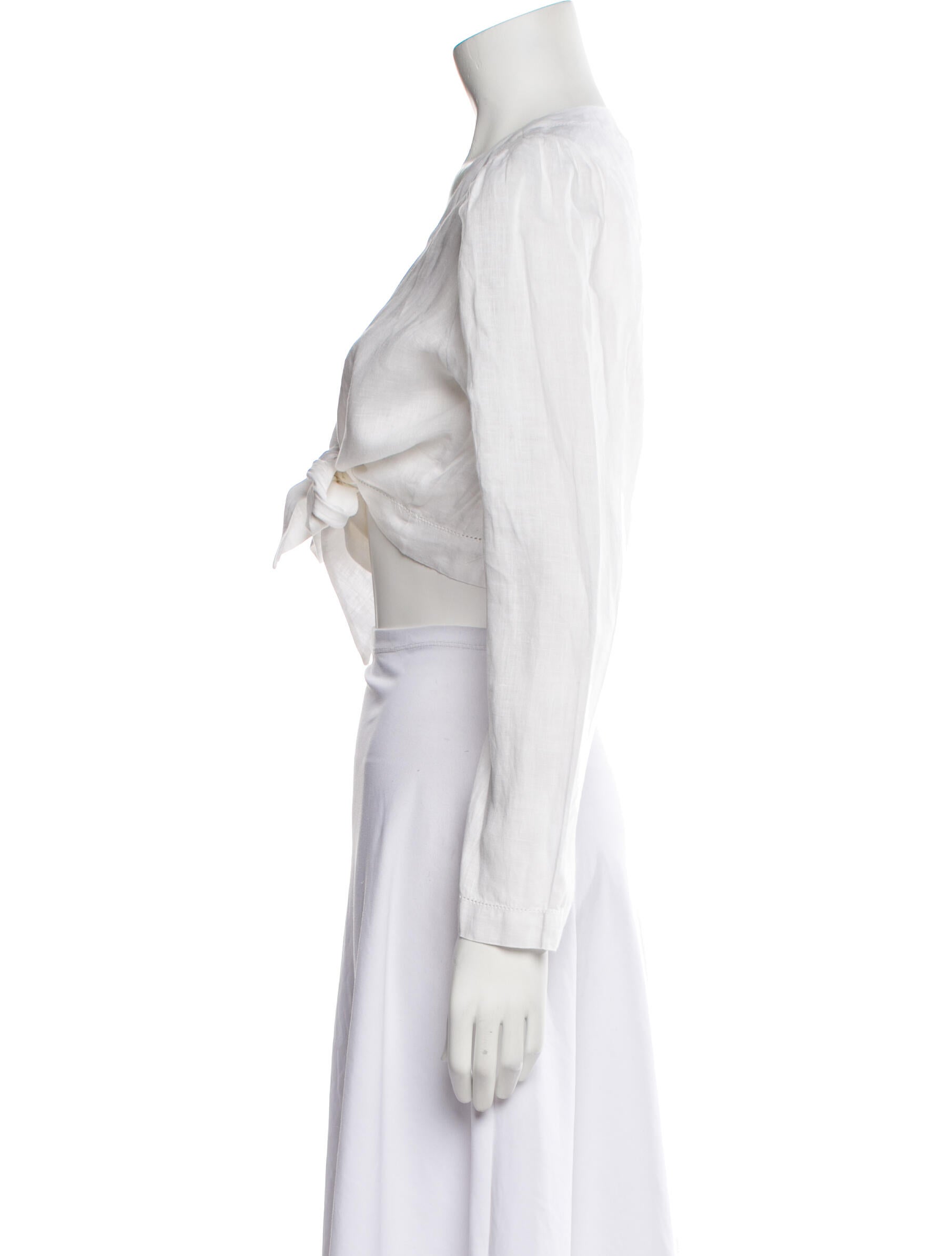 Lisa Marie Fernandez Linen V-Neck Crop Top