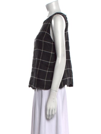 Lisa Marie Fernandez Linen Plaid Print Top