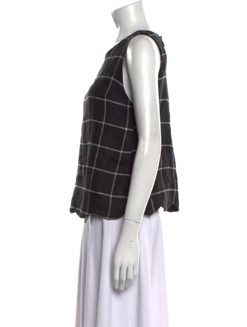 Lisa Marie Fernandez Linen Plaid Print Top