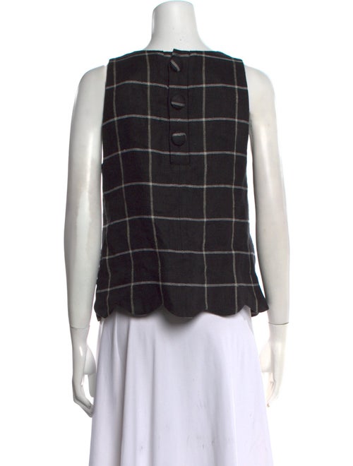 Lisa Marie Fernandez Linen Plaid Print Top