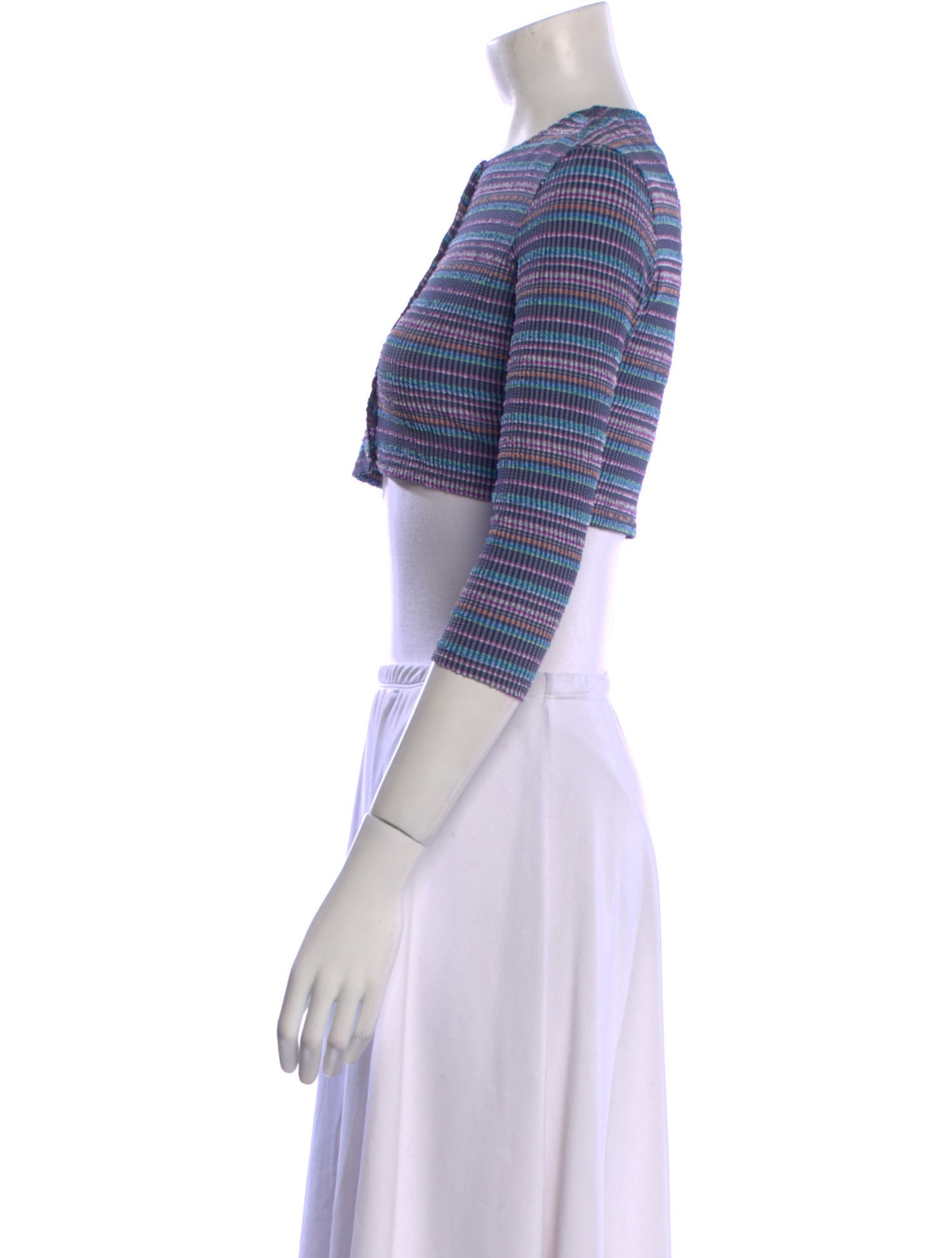 Lisa Marie Fernandez Plaid Print Crew Neck Crop Top