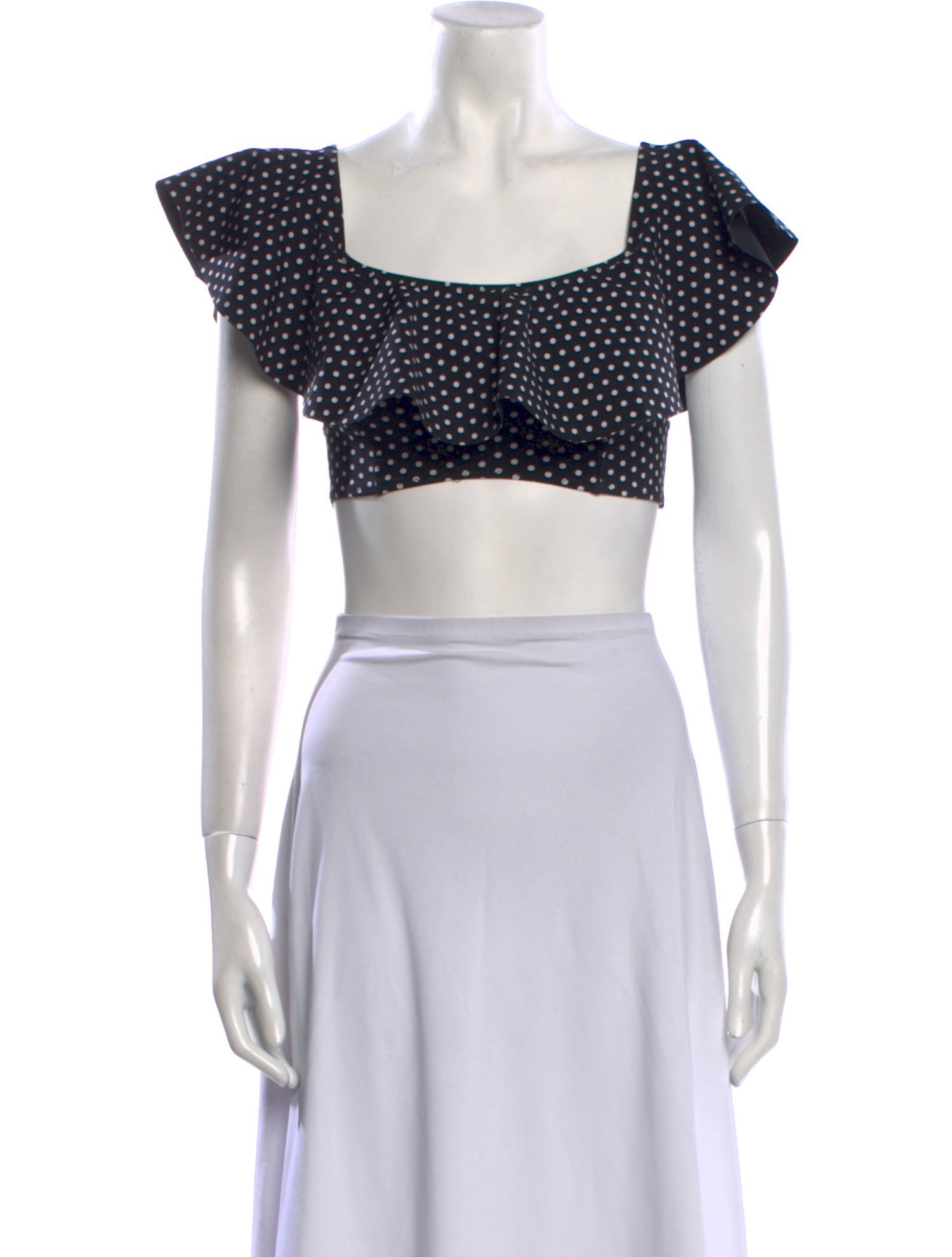 Lisa Marie Fernandez Polka Dot Print Square Neckline Crop Top