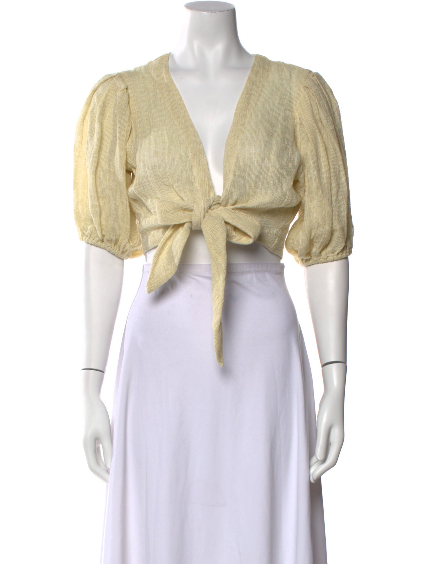 Lisa Marie Fernandez Linen V-Neck Crop Top