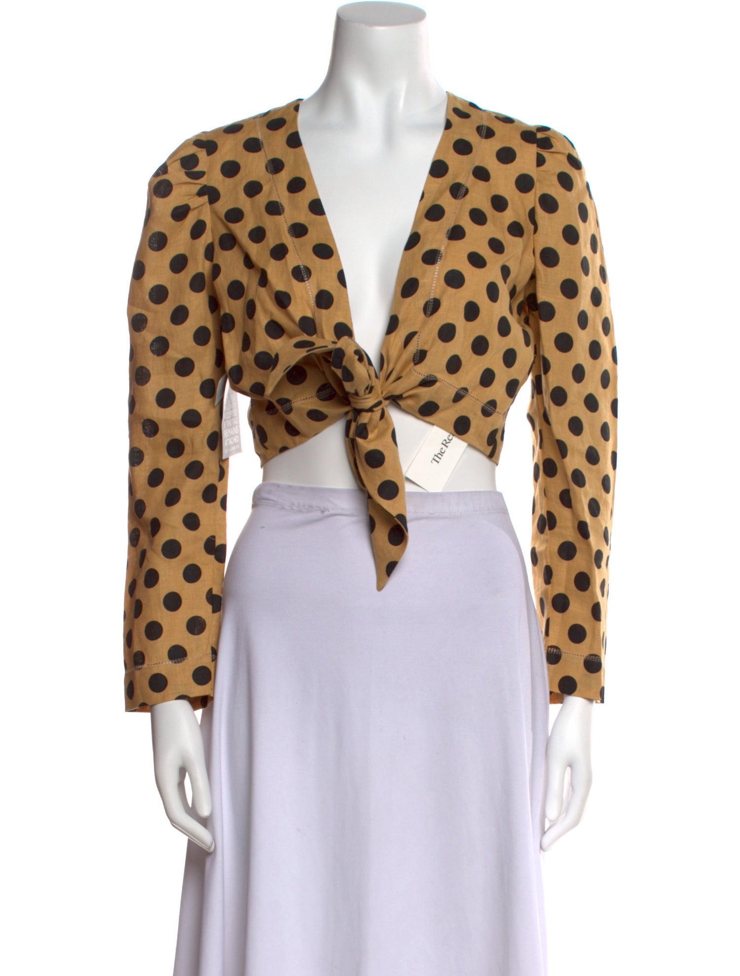 Lisa Marie Fernandez Linen Polka Dot Print Crop Top w/ Tags