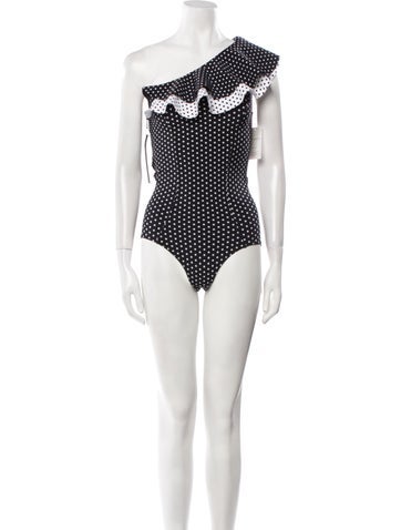 Lisa Marie Fernandez Swimwear Polka Dot Print Ruffle Embellishment One-Piece XS