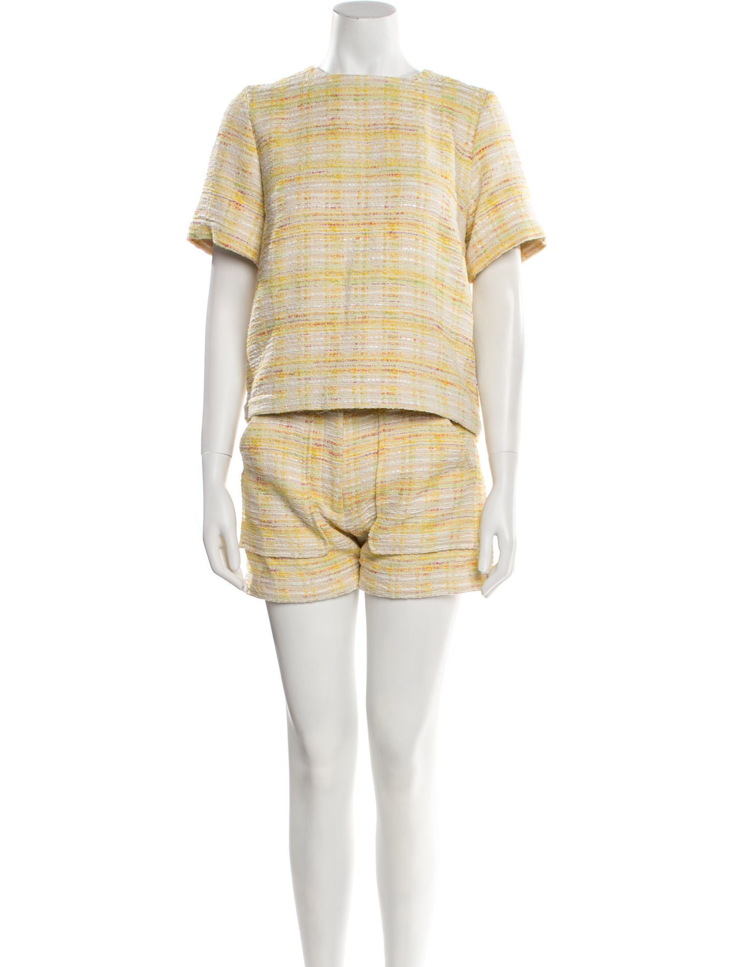 Lisa Marie Fernandez Tweed Pattern Pleated Accents Short Set