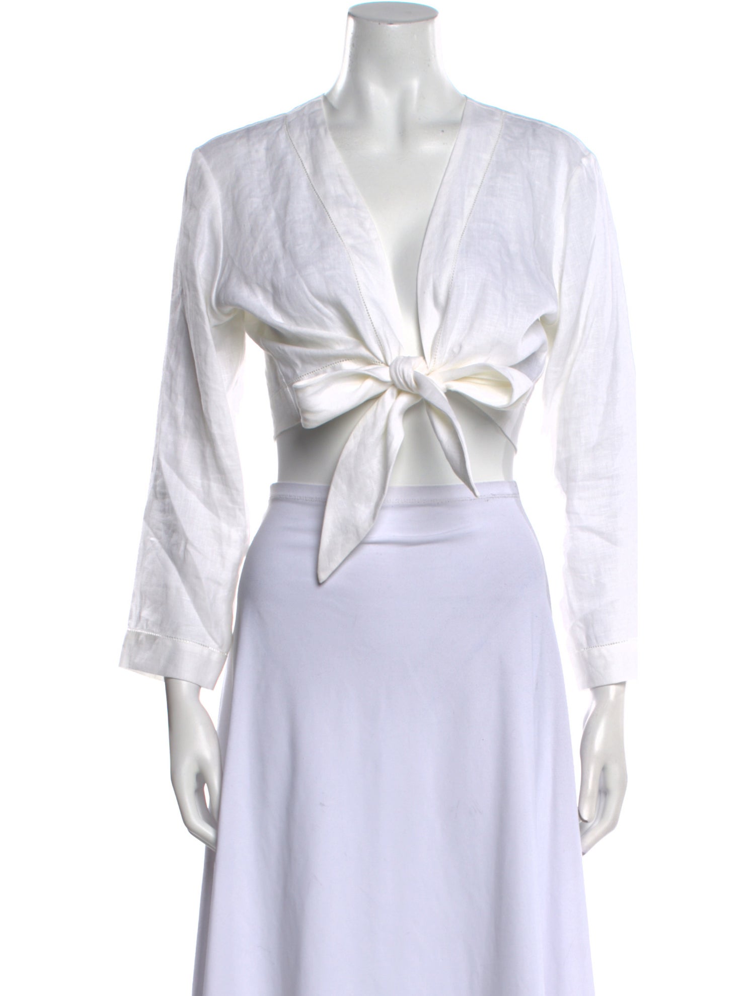 Lisa Marie Fernandez Linen V-Neck Crop Top