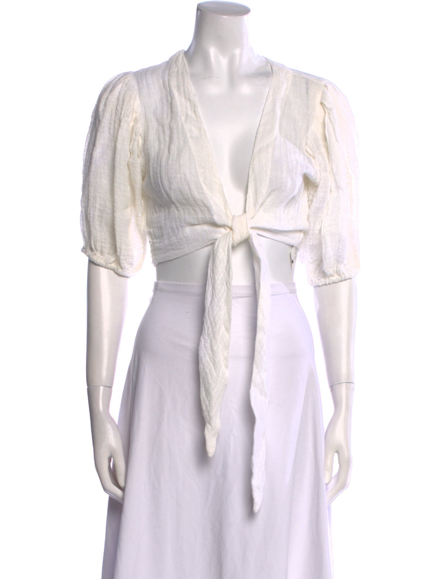 Lisa Marie Fernandez Linen V-Neck Crop Top