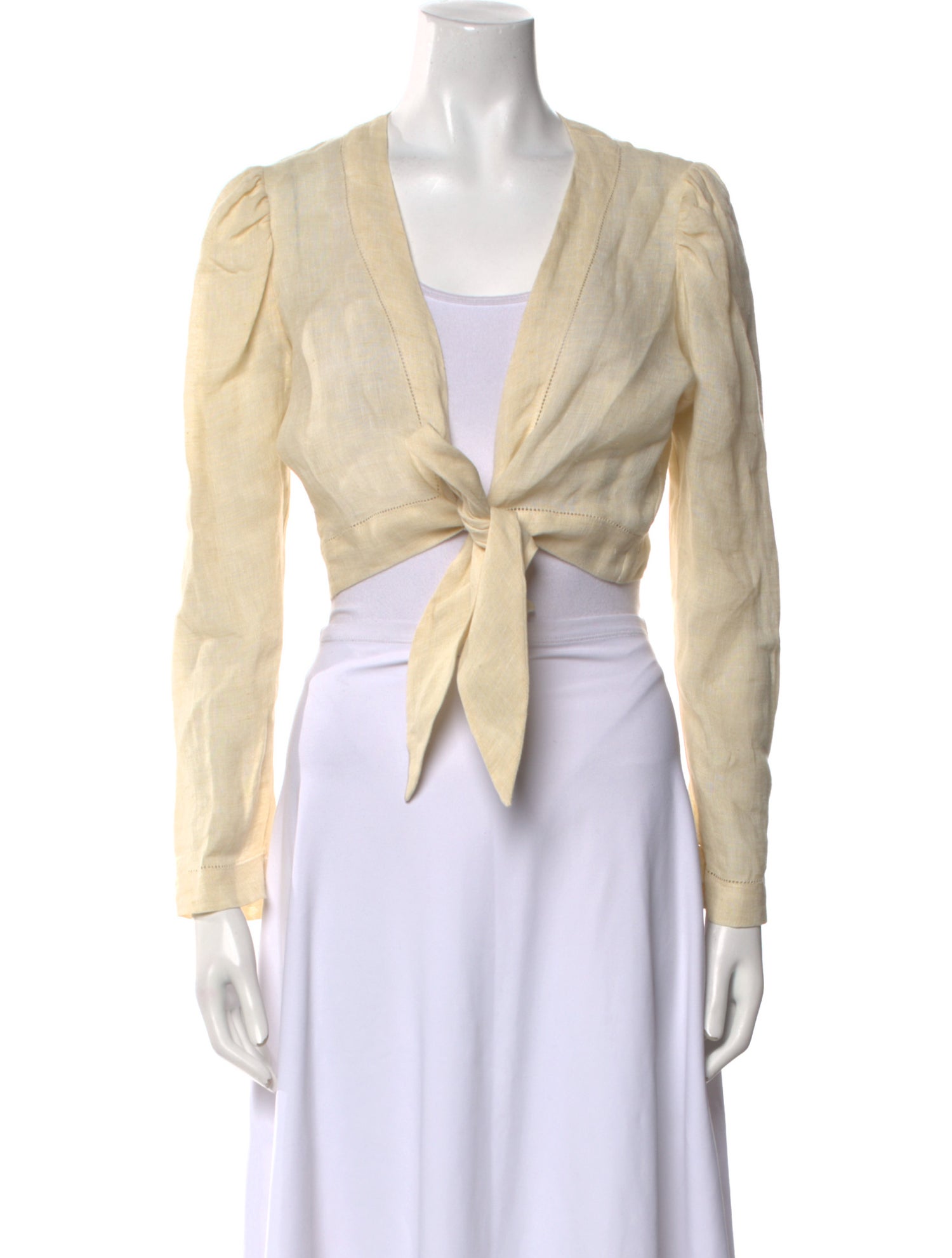 Lisa Marie Fernandez Linen Plunge Neckline Crop Top