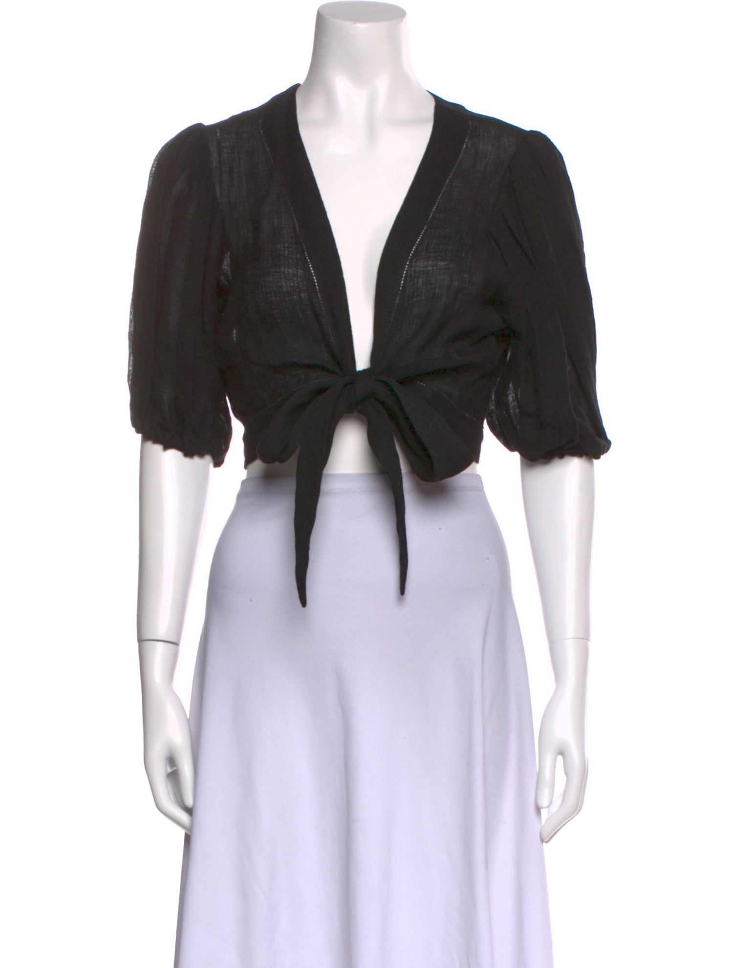 Lisa Marie Fernandez Linen Open Front Crop Top