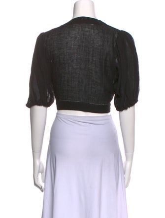 Lisa Marie Fernandez Linen Open Front Crop Top