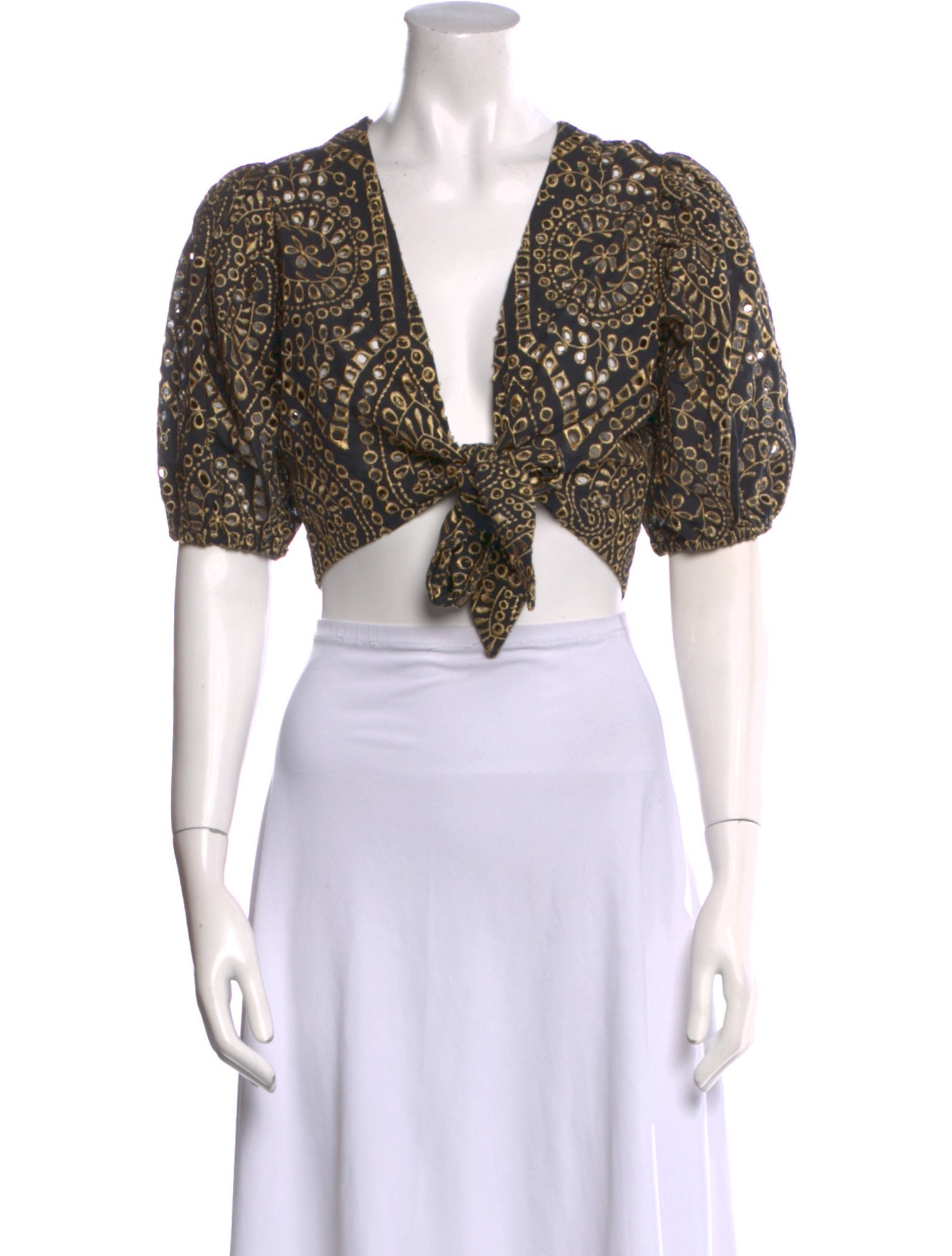 Lisa Marie Fernandez Printed V-Neck Crop Top
