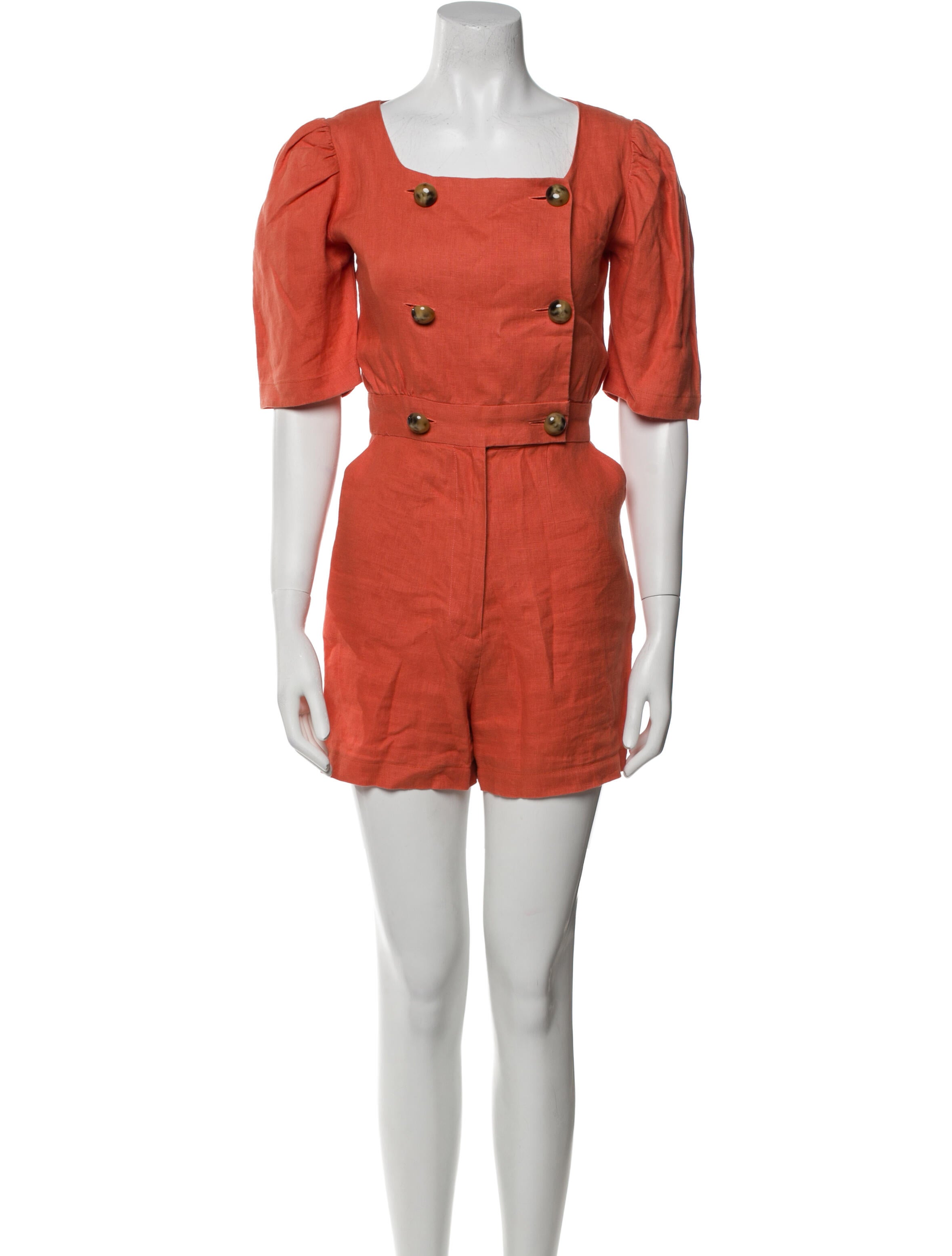 Lisa Marie Fernandez Linen Square Neckline Romper