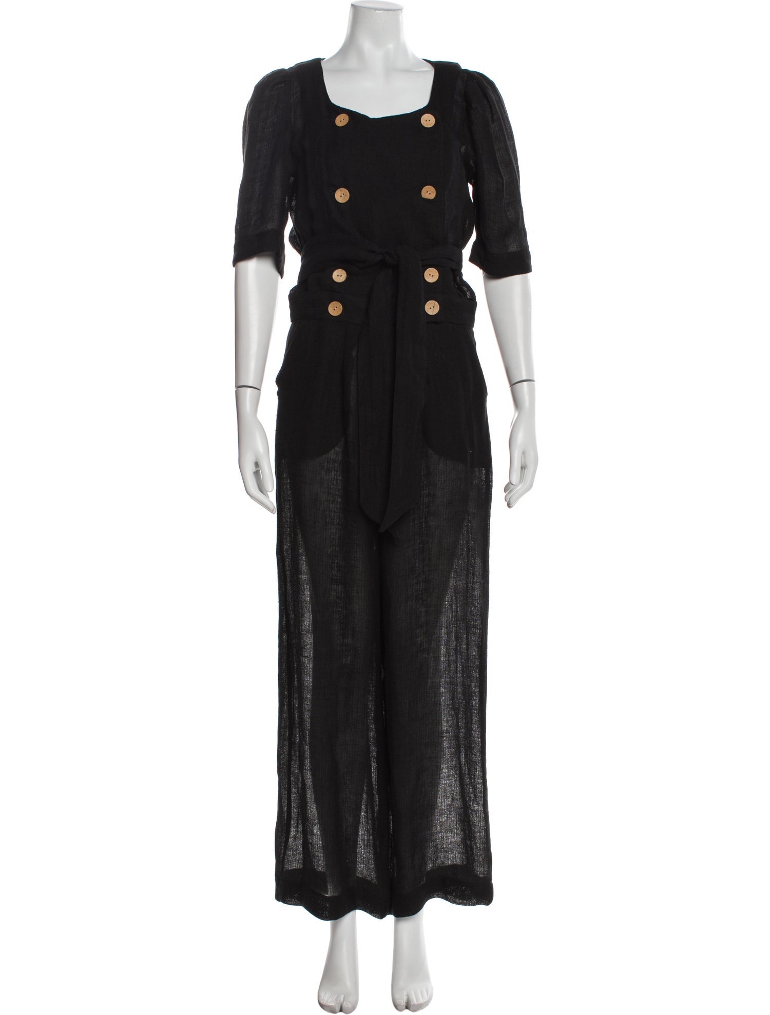 Lisa Marie Fernandez Linen Scoop Neck Jumpsuit