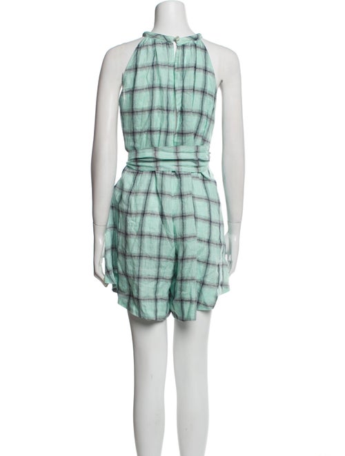 Lisa Marie Fernandez Linen Plaid Print Romper