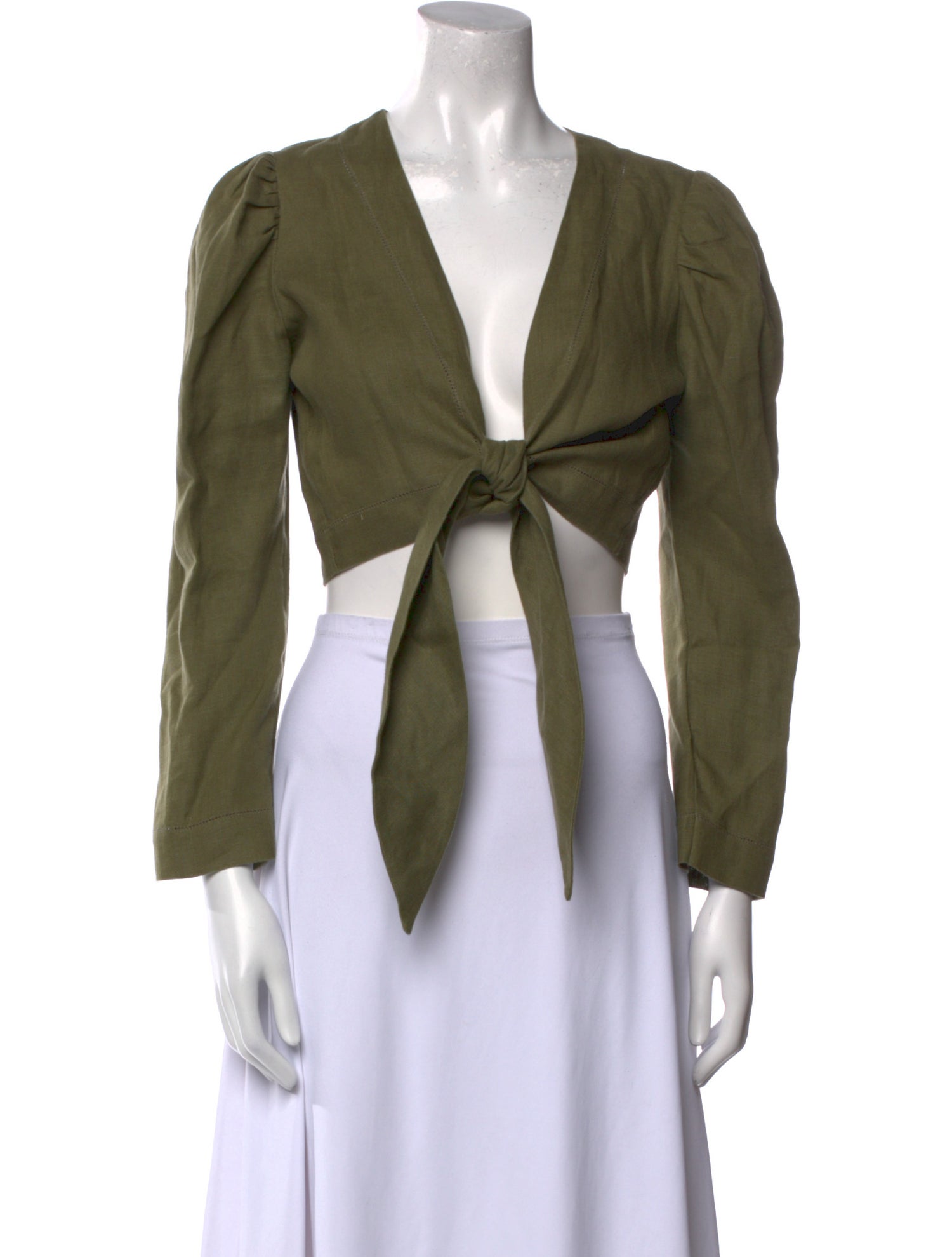 Lisa Marie Fernandez Linen V-Neck Crop Top