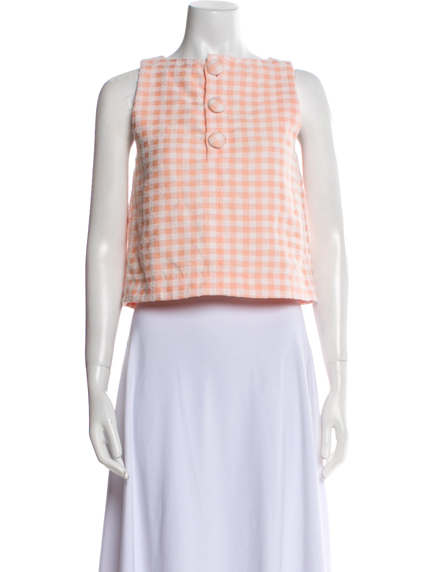 Lisa Marie Fernandez Plaid Print Square Neckline Crop Top