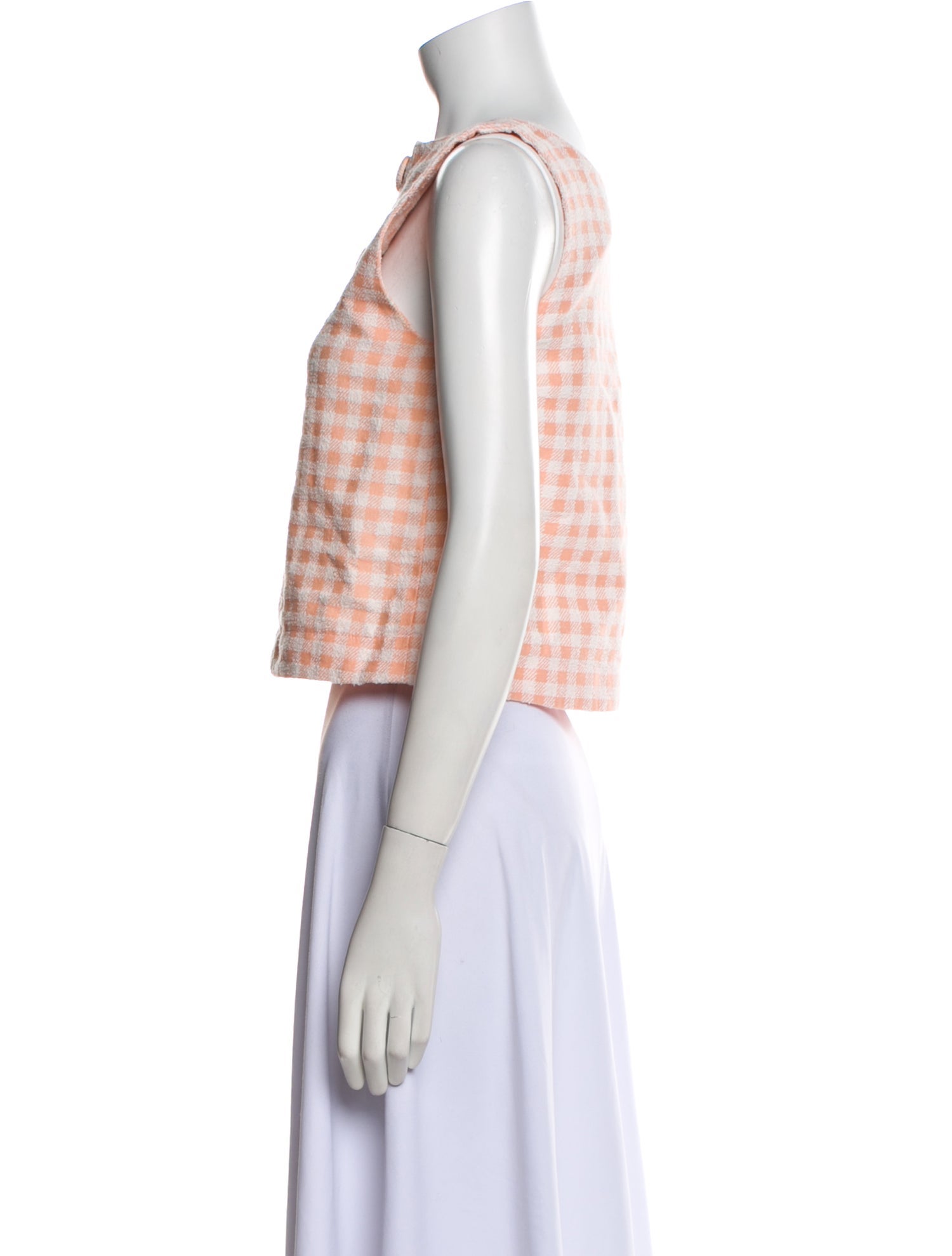 Lisa Marie Fernandez Plaid Print Square Neckline Crop Top