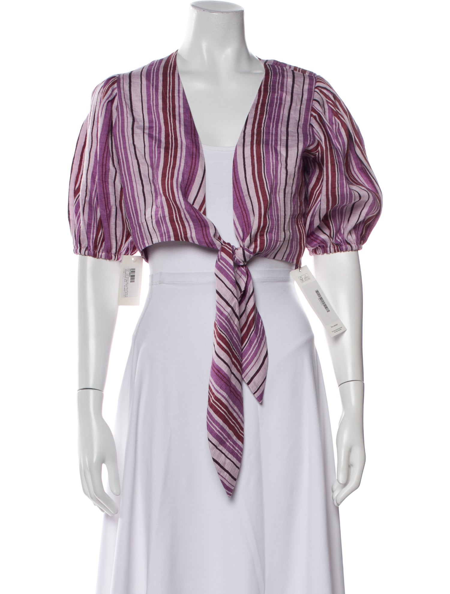 Lisa Marie Fernandez Linen Striped Crop Top w/ Tags