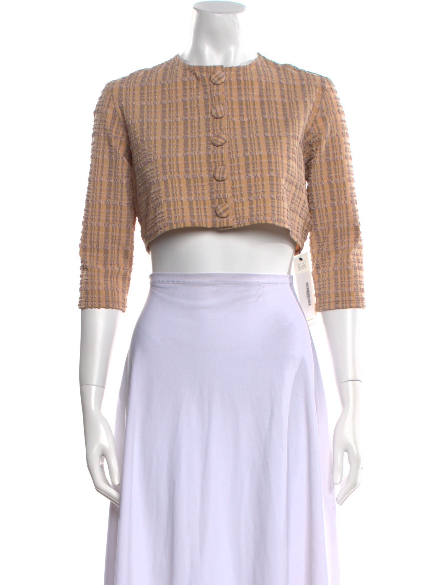 Lisa Marie Fernandez Plaid Print Crew Neck Crop Top w/ Tags