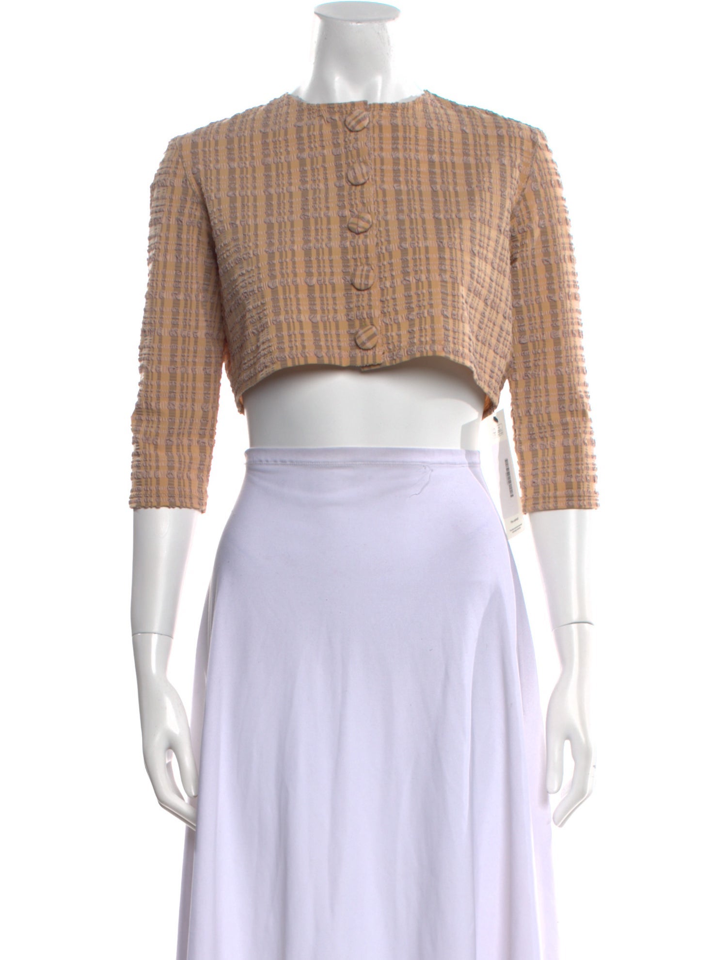 Lisa Marie Fernandez Crew Neck Three-Quarter Sleeve Crop Top w/ Tags