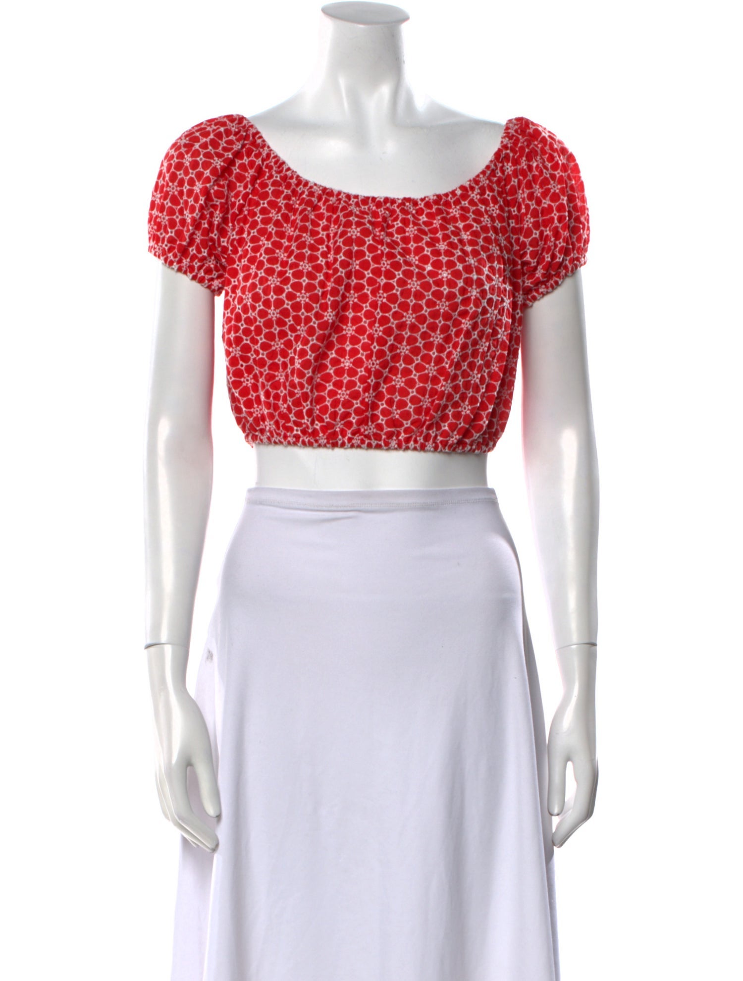 Lisa Marie Fernandez Floral Print Scoop Neck Crop Top