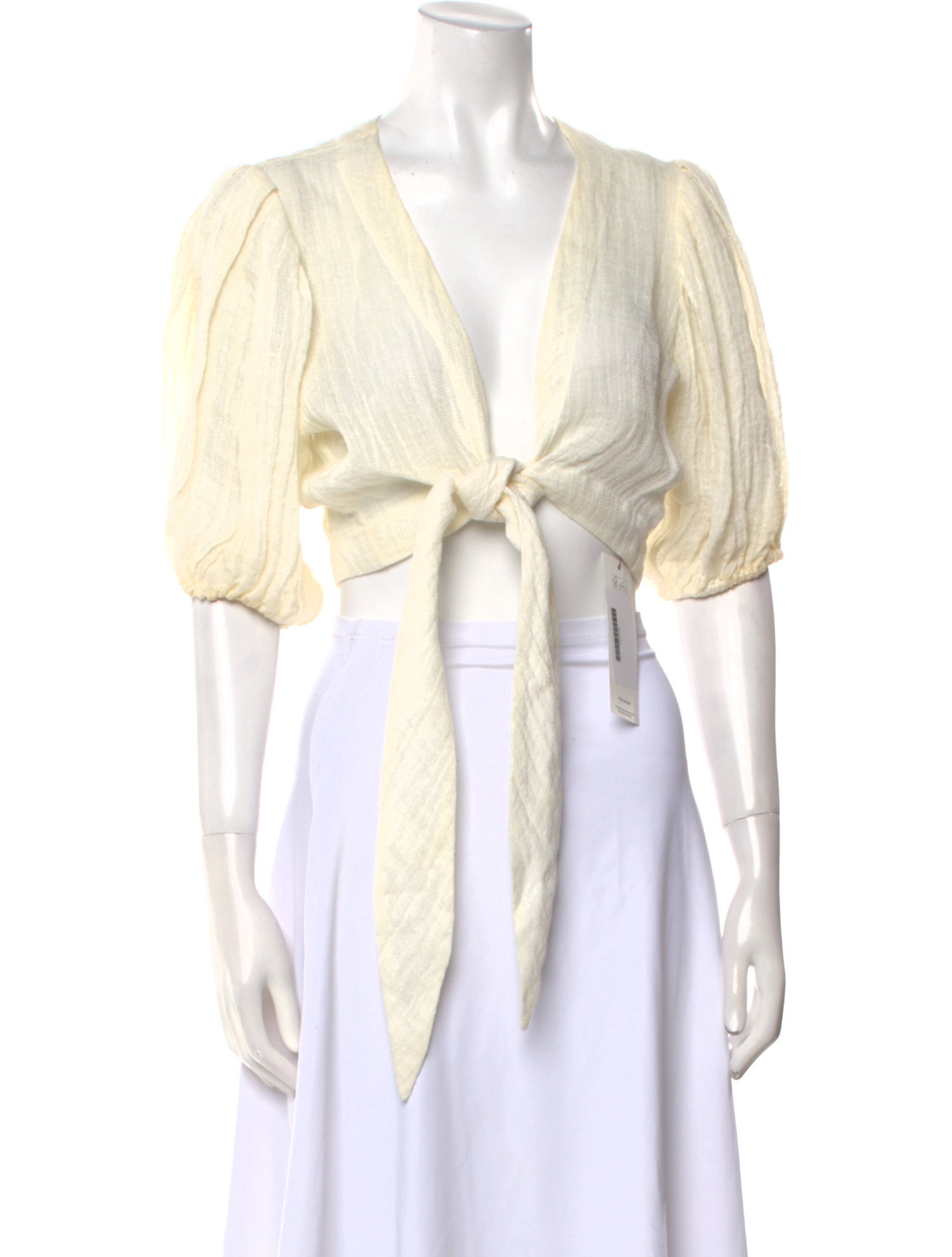 Lisa Marie Fernandez Linen V-Neck Crop Top