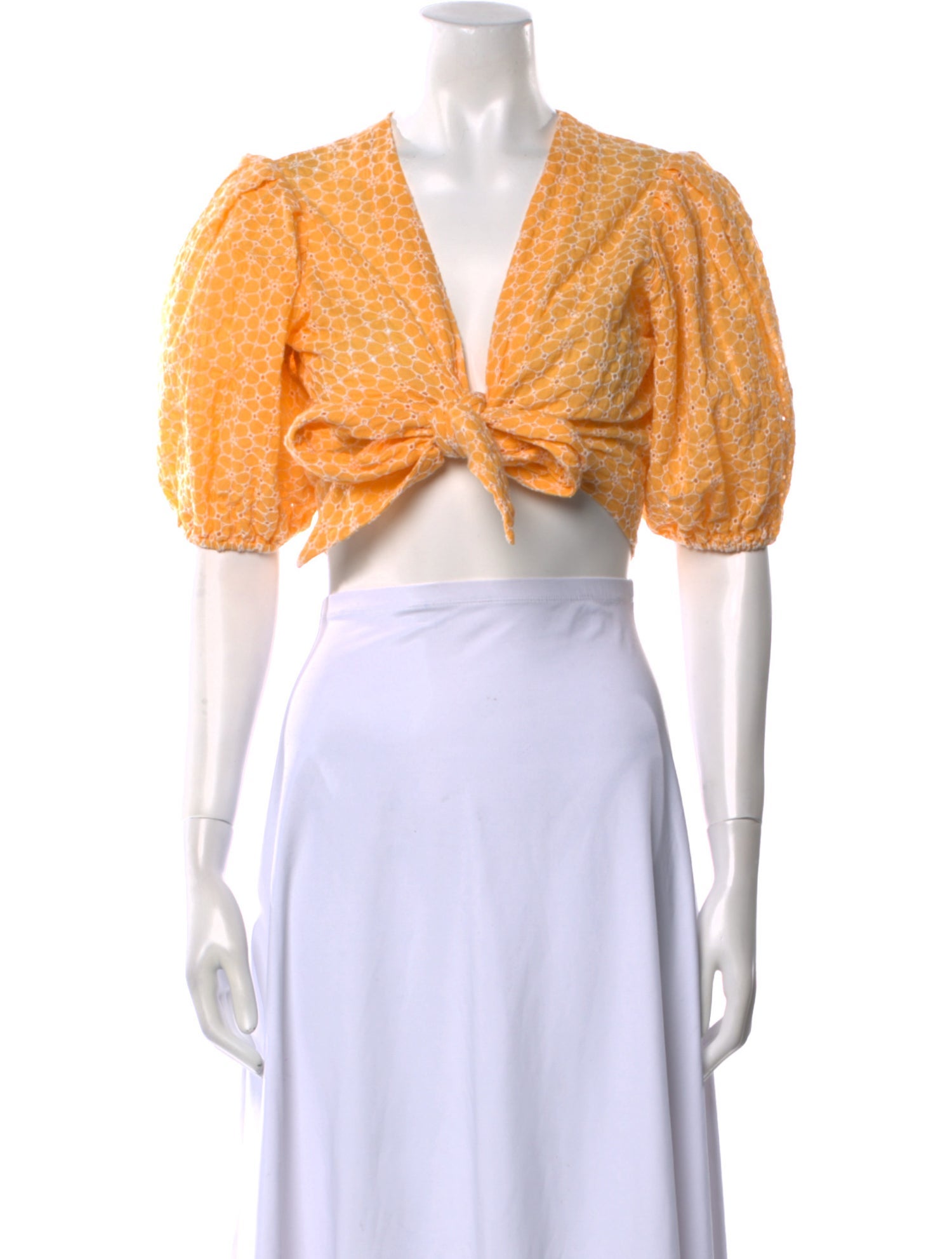 Lisa Marie Fernandez V-Neck Short Sleeve Crop Top