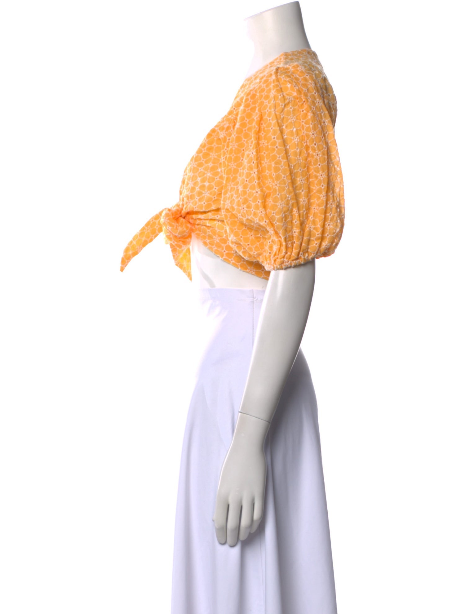 Lisa Marie Fernandez V-Neck Short Sleeve Crop Top