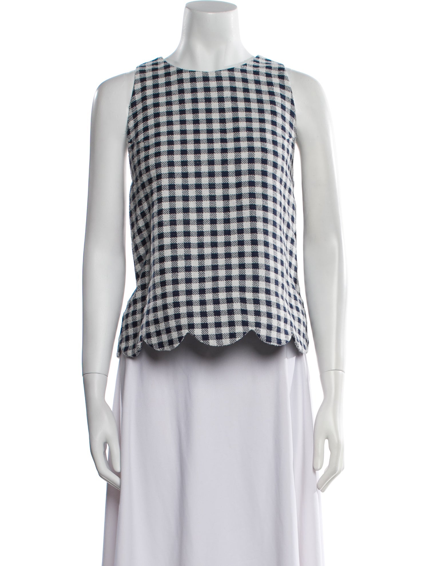 Lisa Marie Fernandez Plaid Print Crew Neck Crop Top