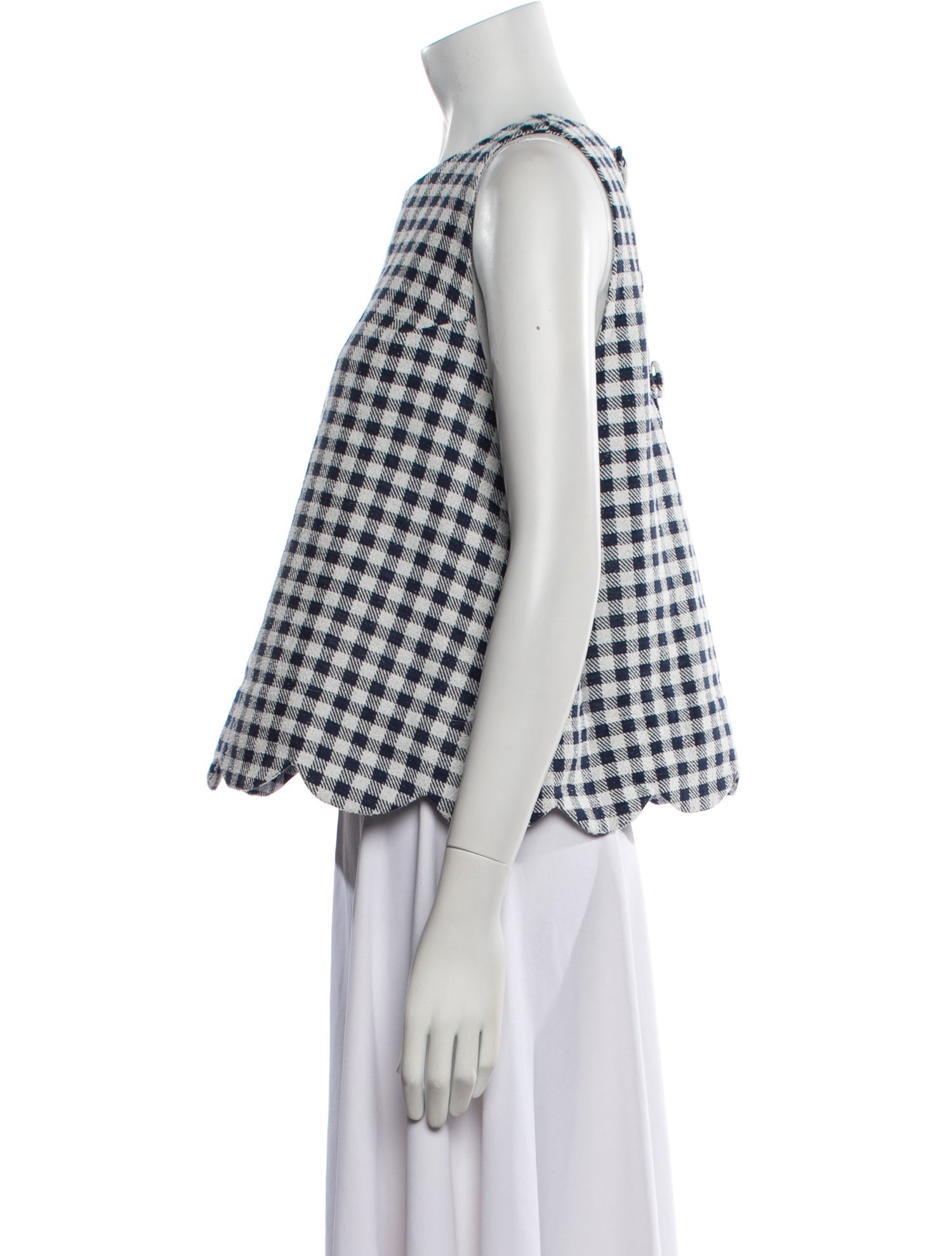 Lisa Marie Fernandez Plaid Print Crew Neck Crop Top